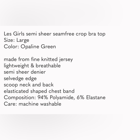 Les Girls semi sheer seamfree crop bra top - Picture 2 of 5